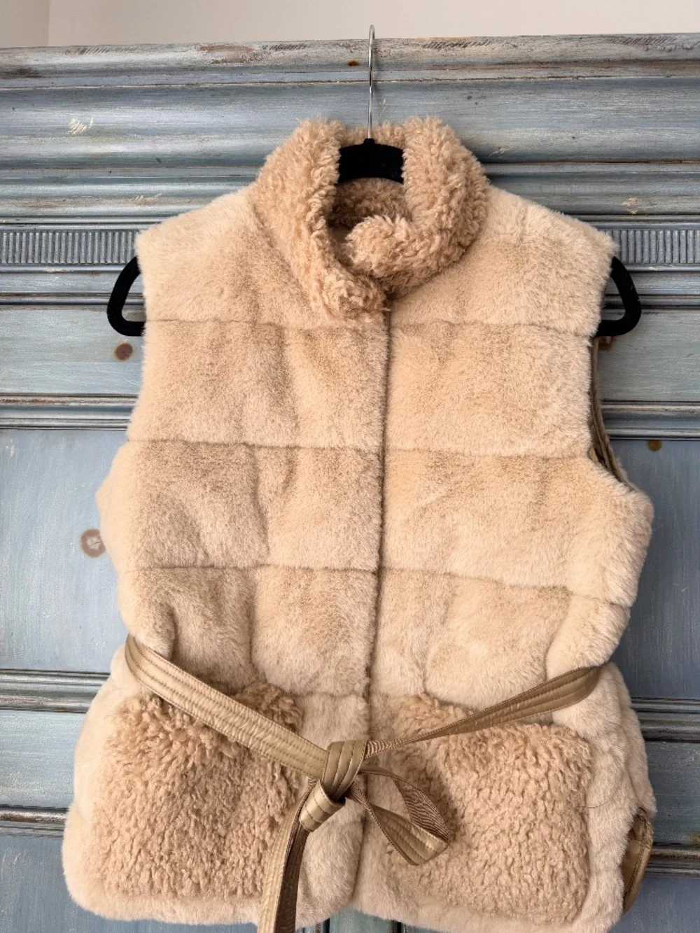Moncler Joui Faux Fur & Teddy Down Gilet Vest Size 0